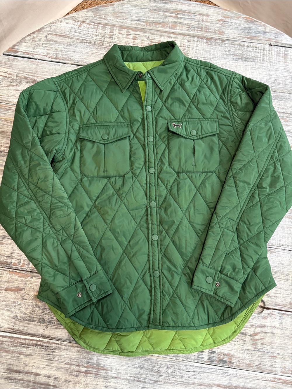As new The Black Dog Kelly greed quilted jacket, size L